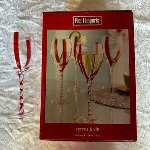 Pier 1 Imports Red and Clear Wine Glass Set
